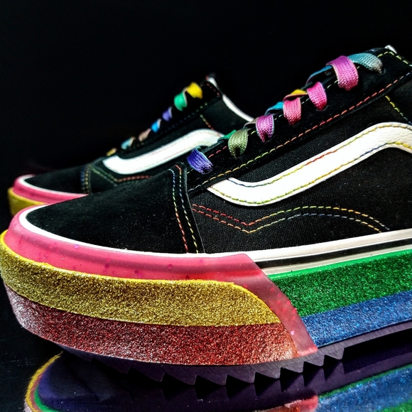 VANS GLITTERED STACKED PLATFORM Women's SIZE 6 - Picture 3 of 10